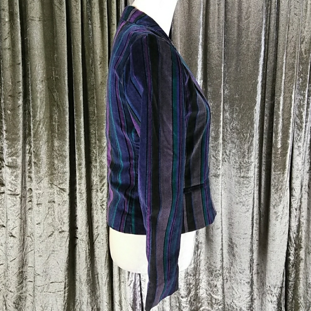 Vintage Striped Velvet Blazer – Size 7 - Picture 10 of 15